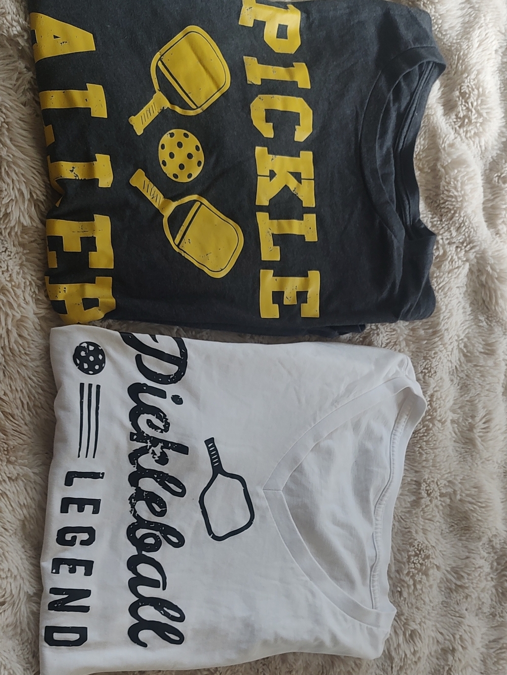 Women's Pickleball Shorts Sleeve Tee - White & Charcoal with Yellow Print